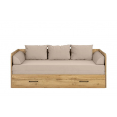 Rozkládací postel s matracemi a polštáři TETRIX, dub wotan/ béžová Rozkládací postel s matracemi a polštáři TETRIX, dub wotan/ béžová