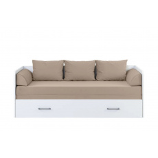 Rozkládací postel s matracemi a polštáři TETRIX, bílá/ béžová Rozkládací postel s matracemi a polštáři TETRIX, bílá/ béžová