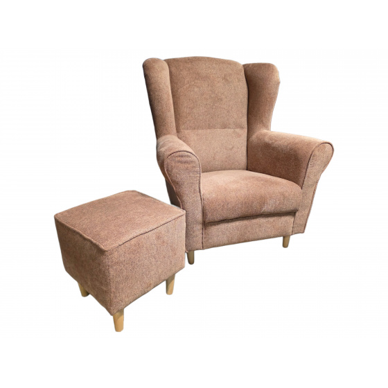 Křeslo ušák ANABEL hnědá