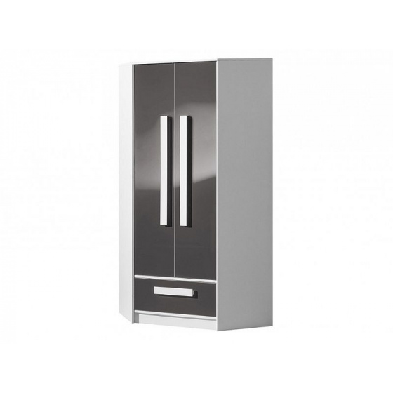 DAVID šedý šatní skříň rohová 2