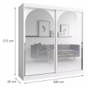 Šatní skříň MODIN 200 bílá se zrcadly