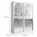 Šatní skříň MODIN 150 bílá se zrcadly