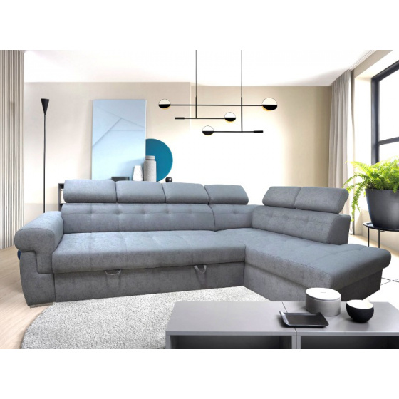 ATLANTA rohová sedací souprava, šedá, levá