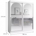 Šatní skříň MODIN 180 bílá se zrcadly