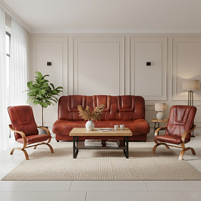 FIORD 3F+1+1 kožená sedací souprava, hnědá