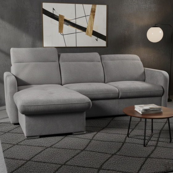 EMPIRIO rohová sedací souprava, univerzální, šedá