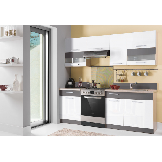 Kuchyňská linka MODENA 220, bílá lesk/grafit