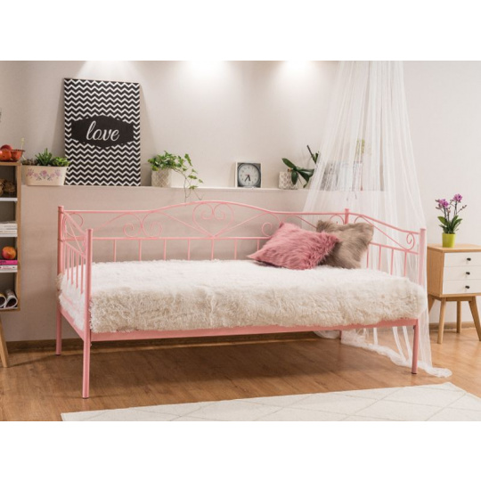 Kovová postel 90x200cm AMAL, růžová