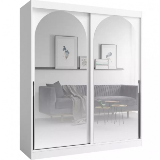 Šatní skříň MODIN 180 bílá se zrcadly