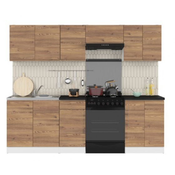 Kuchyňská linka JUNONA  240 BBL,bílá/modřín sibiu zlatý