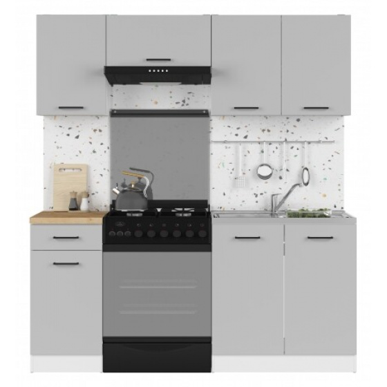 Kuchyňská linka JUNONA 180 bílá/šedý lesk