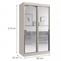 Šatní skříň MODIN 120 kašmír se zrcadly