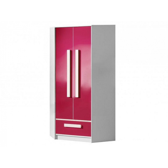 DAVID růžový šatní skříň rohová 2