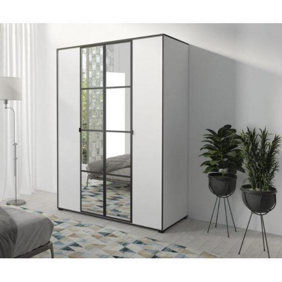 Šatní skříň OSLO I 150 se zrcadlem bílá/černá