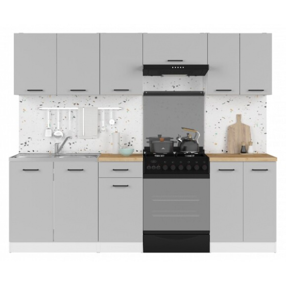 Kuchyňská linka JUNONA  240 bílá/šedý lesk