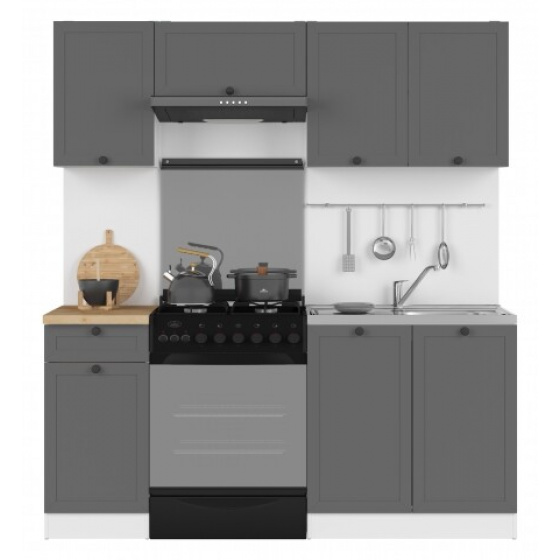 Kuchyňská linka JUNONA 180 Ramka, bílá/grafit