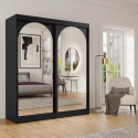 Šatní skříň MODIN 180 černá se zrcadly