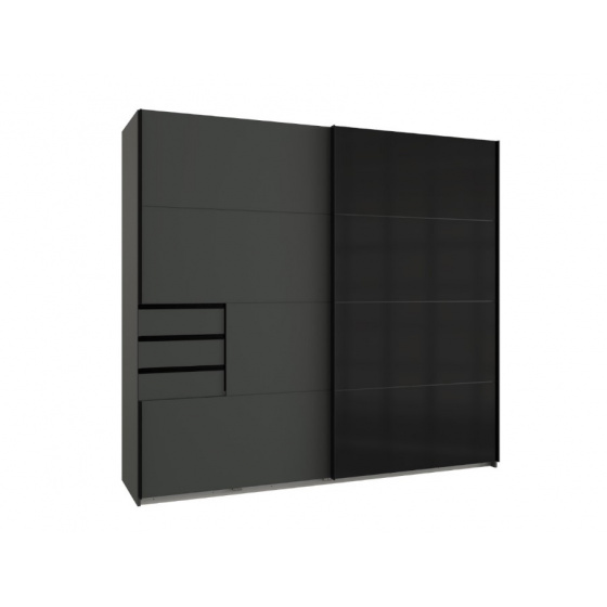 Šatní skříň HADES 225, grafit/sklo