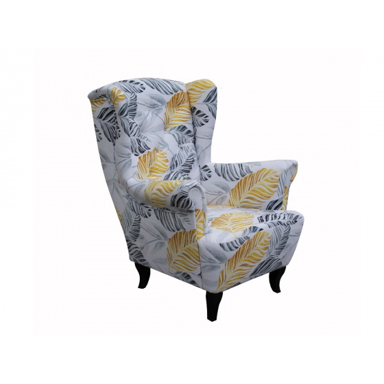 Křeslo ušák LADA světle  šedožlutá