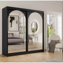 Šatní skříň MODIN 200 černá se zrcadly