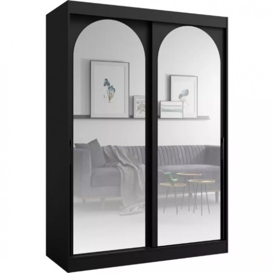 Šatní skříň MODIN 150 černá se zrcadly